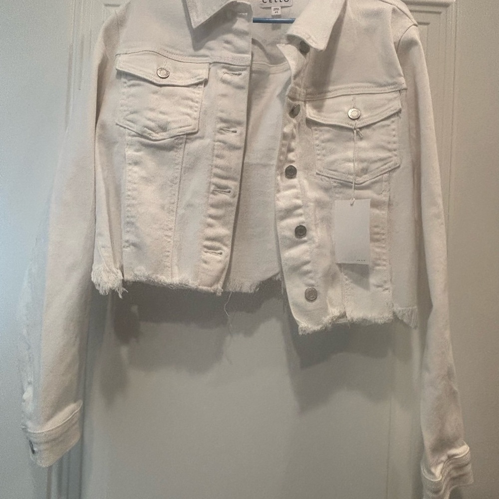Cello Off-White Cropped Denim Jacket